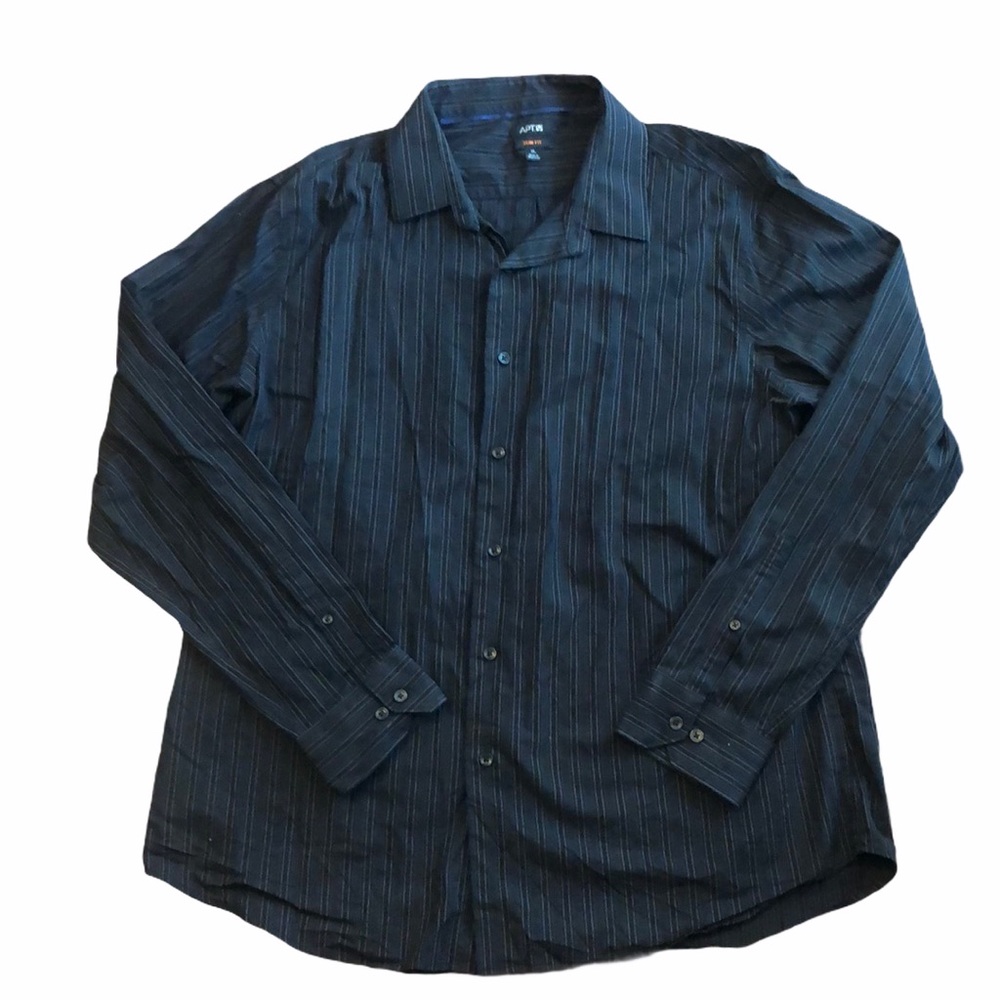 Apt. 9 Slim Fit Dress Shirt, Black/Gray Size XL